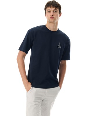 Baskılı Bisiklet Yaka Oversıze T-Shırt