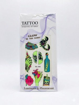 İğne İzi Fosforlu Karanlıkta Parlayan  Yapıştırma Geçici Dövme