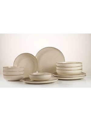 Storemax NO35 Kütahya Porselen Moderna 12 Parça 4 Kişilik Yemek Takımı Tarçın