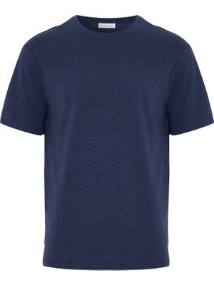 MUDO Keten Karışımlı Bisiklet Yaka T-Shırt