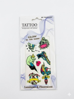 İğne İzi Fosforlu Karanlıkta Parlayan  Yapıştırma Geçici Dövme