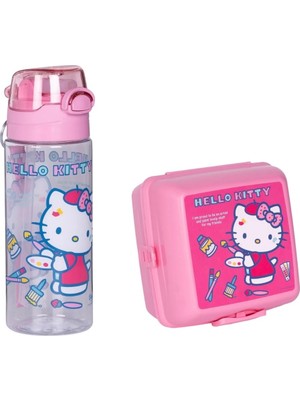 Wiggle Hello Kitty Beslenme Kabı ve 500ML Pipetli Askılı Su Matarası