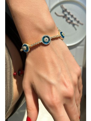 Spossy Silver Jewelry 3lü Küçük Nazar Cam Göz Bileklik