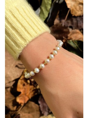 Spossy Silver Jewelry Gerçek Inci Zarif Bileklik