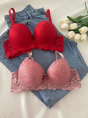 Gold Night Kadın Dantelli Desteklli Balenli Push Up Dolgulu Soft Sütyen Ikili Paket