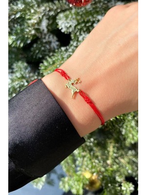 Spossy Silver Jewelry Yılbaşı Temalı Geyik Figürlü Ipli Bileklik