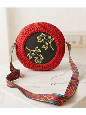 JKmons El Yapımı Makrome Yuvarlak Çanta – Bohem Desenli Renkli Askılı Silindir Kadın Omuz Çantası