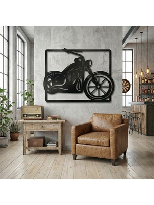 Metla Metal Custom Chopper Modern Tasarım Metal Duvar Tablosu Motosiklet Ofis Salon Erkek Hediye