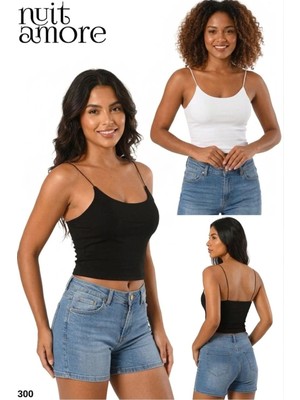 Nuitamore Siyah ve Beyaz Ikili Set – Ip Askılı Crop Top Astarlı Büstiyer Bluz