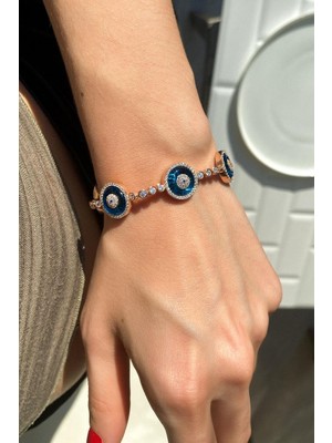 Spossy Silver Jewelry 5li Büyük Nazar Cam Göz Bileklik