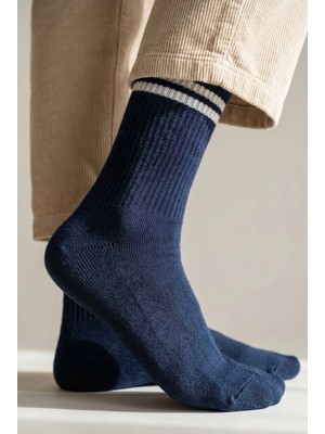 Erkek Şeritli Soket Çorap Lacivert