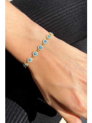 Spossy Silver Jewelry Mineli Nazar Göz Bileklik