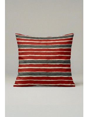 Viki Concept Kırmızı Çizgili Modern Kırlent Kılıfı 014 – 45X45 cm Dekoratif Yastık Kılıfı