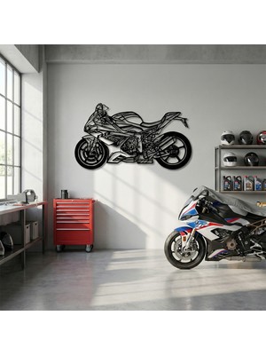 Metla Metal S1000RR Bmw Racing Motosiklet Modern Tasarım Metal Duvar Tablosu Garaj Ofis Erkek Hediye