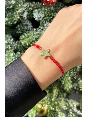 Spossy Silver Jewelry Yılbaşı Temalı Yıldızlı Kar Tanesi Figürlü Ipli Bileklik