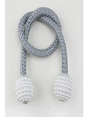 Storemax NO35 Gri Manyetik Perde Klipleri Iç Dekorasyon Inci Topları Tokaları 2 Adet Perde Toplama Aparatı