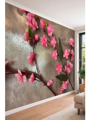 Dreamwall -Dokulu Bahar Dalları - Modern 3D Etkili Tek Parça Tekstil Duvar Kağıdı