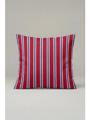 Viki Concept Kırmızı Marin Çizgili Kırlent Kılıfı 016 – 45X45 cm Dekoratif Yastık Kılıfı