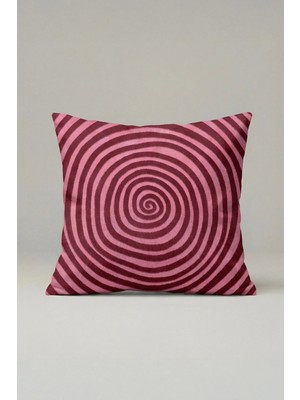 Viki Concept Spiral Desenli Kırlent Kılıfı 033 – Pembe Bordo Geometrik Modern Dekoratif Yastık Kılıfı 45X45 cm