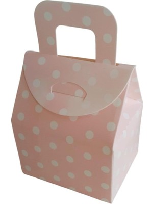 Storemax NO35 Hediyelik Çanta Pembe Puanlı Kutu Şeker Kutusu Kına Kutusu Lokum Kutusu 25 Adet