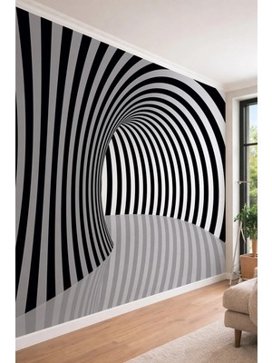 Dreamwall 3D Optik Illüzyon - Modern Tünel Tasarımlı Tek Parça Tekstil Duvar Kağıdı