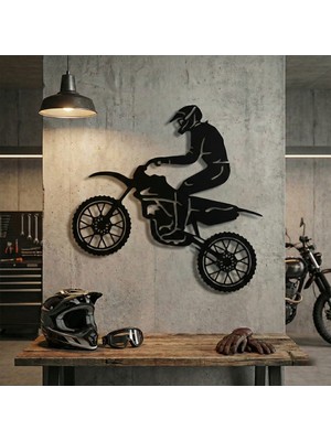 Metla Metal Motocross Atlayışı Modern Metal Duvar Tablosu Salon Ofis Erkek Garaj Mancave Hediye