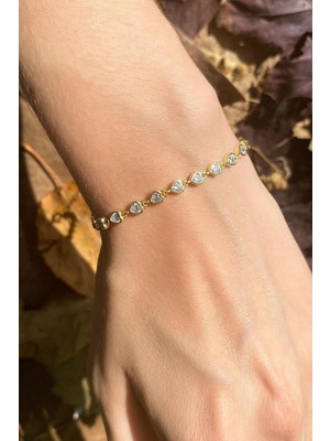 Spossy Silver Jewelry Küçük Taşlı Kalpli Bileklik