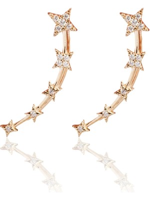 Berk Mücevherat 14 Ayar Altın Taşlı Yıldız Küpe