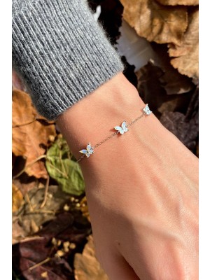 Spossy Silver Jewelry 3lü Minimal Kelebek Bileklik