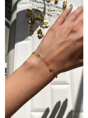 Spossy Silver Jewelry 2 Sıralı Taşlı Bileklik