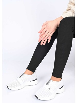 Bestello Bağcıksız Lastikli Zımba Detaylı Termo Taban Hakiki Deri Sneaker 338-7084 Kadın Ayakkabı