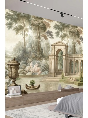 Dreamwall Antik Sütunlar ve Tarihi Mimari Kanvas Tablo Doku Görünümlü Tekstil Duvar Kağıdı