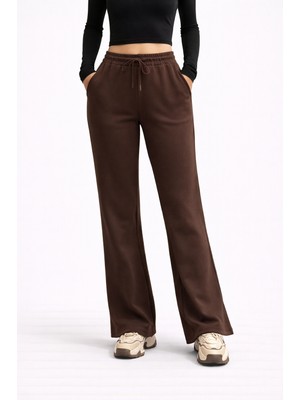 Lollik Kadın Yüksek Bel Bol Palazzo Bol Paça Eşofman Altı - Salaş Günlük Pantolon