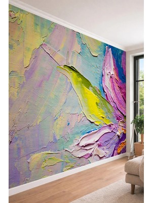 Dreamwall Soyut Yağlı Boya Dokulu Ofis ve Salon Için Tekstil Duvar Kağıdı