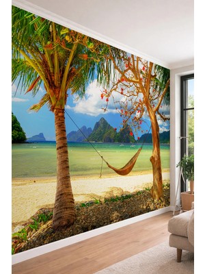 Dreamwall Kristal Göl ve Kayalıklar - Spa ve Ofis Için Tek Parça Tekstil Duvar Kağıdı