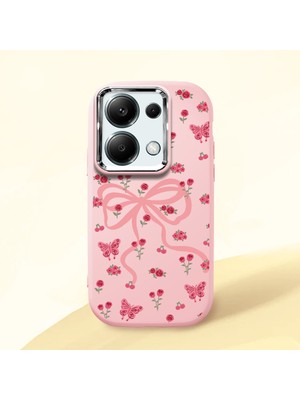 HONTINGA Poco M6 Pro 4g ile Uyumlu Kılıfı Kamera Korumalı Düşüme Önleyici Basitlik Pembe Yumuşak Silikon Telefon Kılıfı Fiyonk Desenli K4-0253