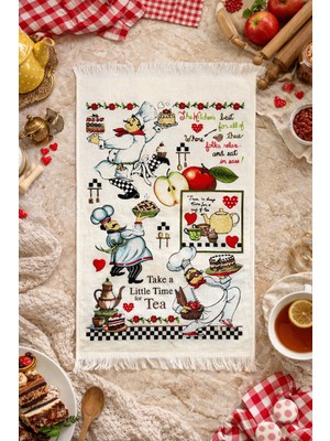 Lief Home %100 Pamuk Saçaklı Dijital Baskı El&yüz Havlusu 40X60 Cm–yumuşak Doku,yüksek Su Emici Mutfak Havlusu