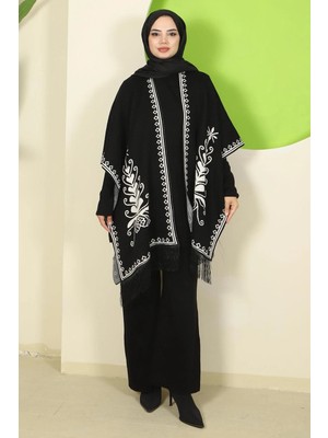 Hafsa Mina Pançolu Üçlü Triko Takım Siyah HM2814