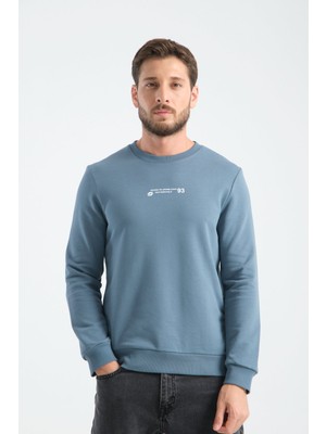 Orman Yeşili Erkek Üç Iplik Sweatshirt Regular Fit Pamuklu Bisiklet Yaka Günlük Spor Basic Xl