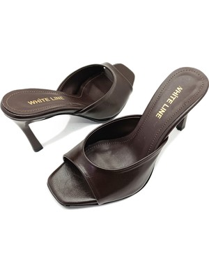 Gdt Ayakkabı Acı Kahve Renk Ince Topuk 36-37-38-39-40 Numara Kadın Terlik Terlik Kadın