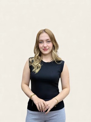 Levamor Kadın Sıfır Kollu Bisiklet Yaka Likralı Pamuklu Body