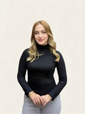 Levamor Kadın Boğazlı Balıkçı Yaka Uzun Kollu Likralı Pamuklu Body