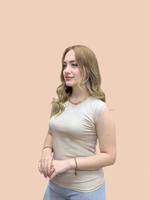 Levamor Kadın Sıfır Kollu Bisiklet Yaka Likralı Pamuklu Body