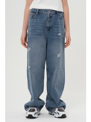 Haykids Erkek Füme Geniş Paça Baggy Alt Giyim Kot Pantolon