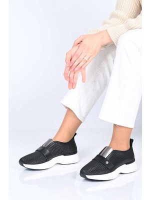 Bestello Bağcıksız Lastikli Zımba Detaylı Termo Taban Hakiki Deri Sneaker 338-7084 Kadın Ayakkabı