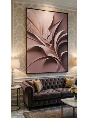 Safir Design Lüks Dekorasyon Için Büyük Boy Modern Mor Eflatun Tonlarda Soyut Çerçeveli Tablo