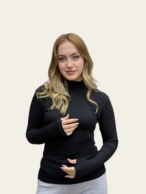 Levamor Kadın Boğazlı Balıkçı Yaka Parmak Geçmeli Detaylı Likralı Pamuklu Body