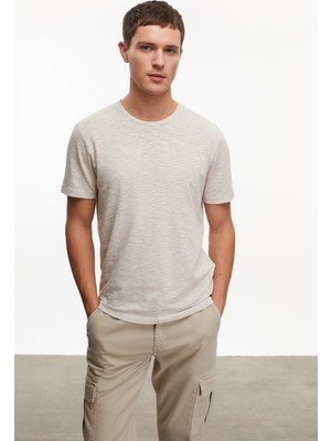 MUDO Pamuklu Bisiklet Yaka Kısa Kollu T-Shırt