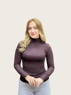 Levamor Kadın Boğazlı Balıkçı Yaka Uzun Kollu Likralı Pamuklu Body