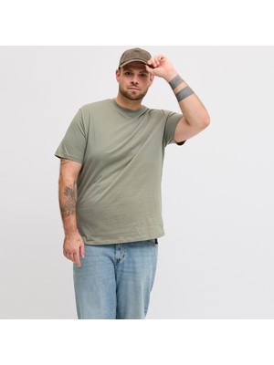 Jack & Jones Büyük Beden Sifir Yaka Tisört - Bradley